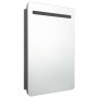 Armario de baño con espejo LED gris brillante 60x11x80 cm