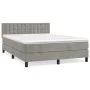 Box spring bed with light gray velvet mattress 140x200 cm by vidaXL, Beds and slatted bases - Ref: Foro24-3141545, Price: 448...