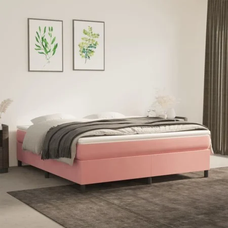 Cama box spring con colchón terciopelo rosa 180x200 cm de vidaXL, Camas y somieres - Ref: Foro24-3144698, Precio: 458,77 €, D...