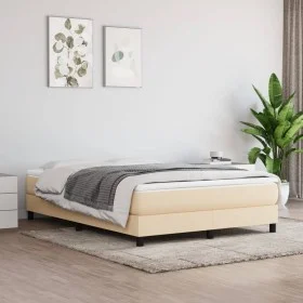 Box spring bed with cream fabric mattress 140x200 cm by vidaXL, Beds and slatted bases - Ref: Foro24-3144082, Price: 390,02 €...