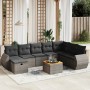 Set de muebles de jardín 9 pzas y cojines ratán sintético gris