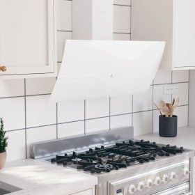 Campana extractora de pared acero vidrio templado blanco 90 cm de vidaXL, Extractores - Ref: Foro24-51678, Precio: 230,25 €, ...