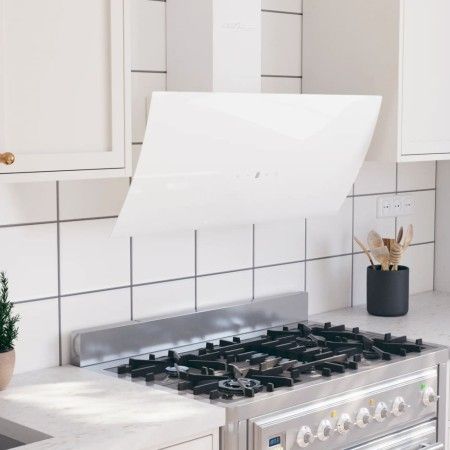 White tempered glass steel wall extractor hood 90 cm by vidaXL, Extractors - Ref: Foro24-51678, Price: 230,25 €, Discount: %