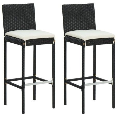 Taburetes altos de jardín cojines 2 uds ratán sintético negro von vidaXL, Gartenstühle - Ref: Foro24-313435, Preis: 149,41 €,...