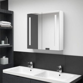 Armario de baño con espejo LED blanco brillante 62x14x60 cm Armario de baño con espejo LED blanco brillante 62x14x60 cm