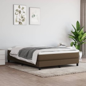 Cama box spring con colchón tela marrón oscuro 140x190 cm de vidaXL, Camas y somieres - Ref: Foro24-3144072, Precio: 387,44 €...