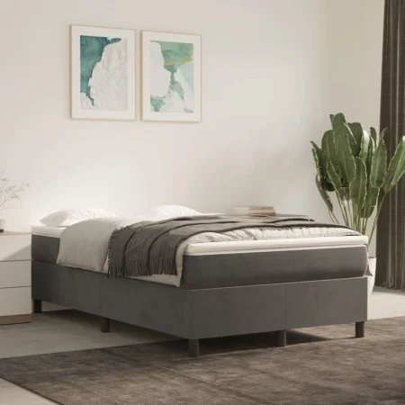 Box spring bed with dark gray velvet mattress 120x200 cm by vidaXL, Beds and slatted bases - Ref: Foro24-3144670, Price: 331,...