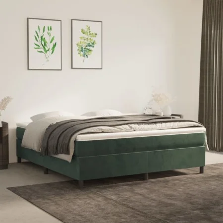 Box spring bed with dark green velvet mattress 160x200 cm by vidaXL, Beds and slatted bases - Ref: Foro24-3144690, Price: 466...