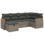 Set de muebles de jardín 6 pzas y cojines ratán sintético gris