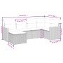 Set de muebles de jardín 6 pzas y cojines ratán sintético gris