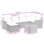 Set de comedor de jardín 7 pzas y cojines ratán sintético negro
