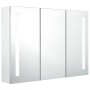 Mueble de baño con espejo LED blanco brillante 89x14x62 cm