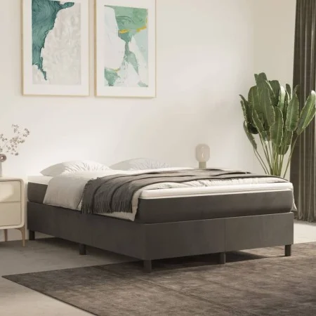 Box spring bed with dark gray velvet mattress 140x190 cm by vidaXL, Beds and slatted bases - Ref: Foro24-3144676, Price: 399,...