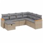 Juego de sofás jardín con cojines beige mezcla 7 pzas ratán PE