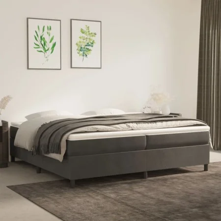 Box spring bed with dark gray velvet mattress 200x200 cm by vidaXL, Beds and slatted bases - Ref: Foro24-3144700, Price: 499,...