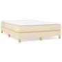 Box spring bed with cream fabric mattress 140x200 cm by vidaXL, Beds and slatted bases - Ref: Foro24-3144180, Price: 380,28 €...