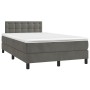 Cama box spring con colchón terciopelo gris oscuro 120x200 cm