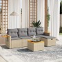 Juego de sofás jardín con cojines beige mezcla 6 pzas ratán PE
