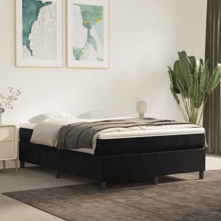 Cama box spring con colchón terciopelo negro 140x190 cm de vidaXL, Camas y somieres - Ref: Foro24-3144677, Precio: 371,87 €, ...