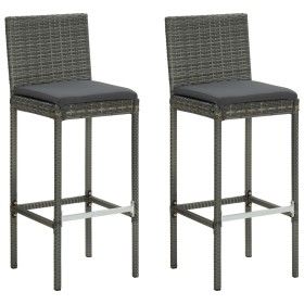 High garden stools cushions 2 pcs gray synthetic rattan by vidaXL, Garden chairs - Ref: Foro24-313436, Price: 161,54 €, Disco...