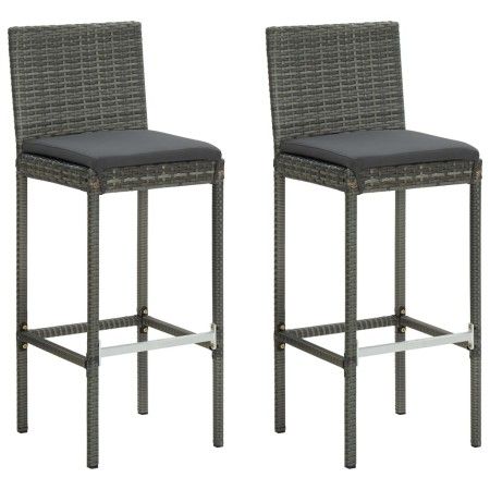 Hohe Gartenhocker, Kissen, 2 Stück, graues synthetisches Rattan von vidaXL, Gartenstühle - Ref: Foro24-313436, Preis: 161,54 ...