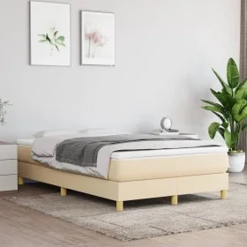 Box spring bed with cream fabric mattress 120x200 cm by vidaXL, Beds and slatted bases - Ref: Foro24-3144164, Price: 348,21 €...