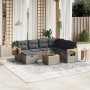 Set de sofás de jardín 8 pzas y cojines ratán sintético gris