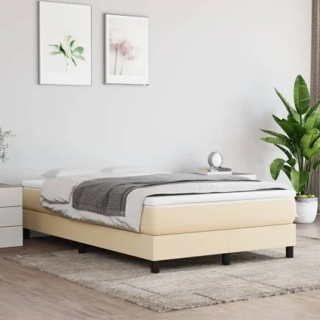 Box spring bed with cream fabric mattress 120x200 cm by vidaXL, Beds and slatted bases - Ref: Foro24-3144066, Price: 334,25 €...