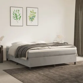 Box spring bed with light gray velvet mattress 160x200 cm by vidaXL, Beds and slatted bases - Ref: Foro24-3144687, Price: 405...