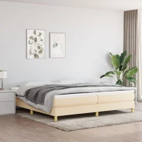 Box spring bed with cream fabric mattress 200x200 cm by vidaXL, Beds and slatted bases - Ref: Foro24-3144204, Price: 485,62 €...
