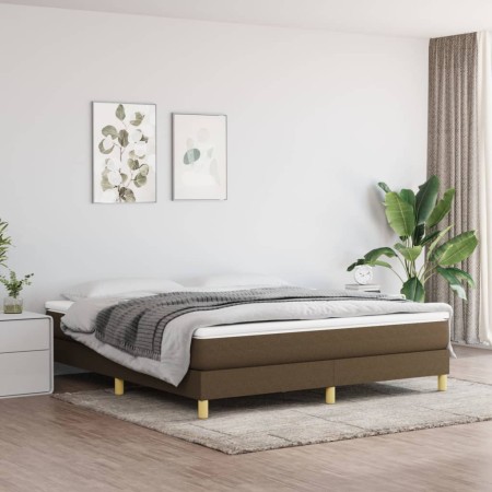 Cama box spring con colchón tela marrón oscuro 180x200 cm de vidaXL, Camas y somieres - Ref: Foro24-3144194, Precio: 484,06 €...