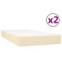 Box spring bed with cream fabric mattress 200x200 cm by vidaXL, Beds and slatted bases - Ref: Foro24-3144106, Price: 492,41 €...