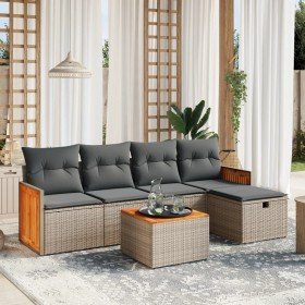 Set de muebles de jardín 6 pzas y cojines ratán sintético gris en Conjuntos de jardín | Comprar online en Foro24