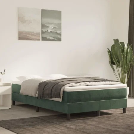Cama box spring con colchón terciopelo verde oscuro 120x200 cm de vidaXL, Camas y somieres - Ref: Foro24-3144324, Precio: 339...