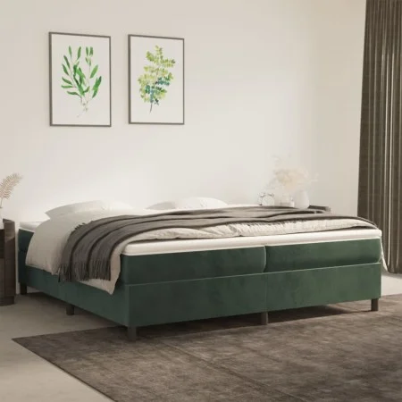 Box spring bed with dark green velvet mattress 200x200 cm by vidaXL, Beds and slatted bases - Ref: Foro24-3144702, Price: 567...