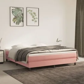 Box spring bed with pink velvet mattress 160x200 cm by vidaXL, Beds and slatted bases - Ref: Foro24-3144344, Price: 392,87 €,...