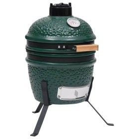 Barbacoa 2 en 1 ahumadora Kamado de cerámica verde 56 cm