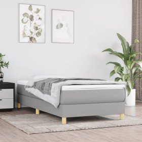 Box spring bed with light gray fabric mattress 90x200 cm by vidaXL, Beds and slatted bases - Ref: Foro24-3144143, Price: 268,...
