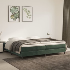 Cama box spring con colchón terciopelo verde oscuro 200x200 cm