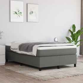 Cama box spring con colchón tela gris oscuro 120x200 cm