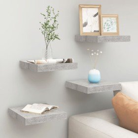 Estante flotante pared 4 uds MDF gris hormigón 23x23,5x3,8 cm Estante flotante pared 4 uds MDF gris hormigón 23x23,5x3,8 cm