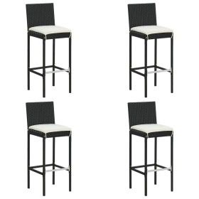 Taburetes altos de jardín cojines 4 uds ratán sintético negro von vidaXL, Gartenstühle - Ref: Foro24-313437, Preis: 300,69 €,...