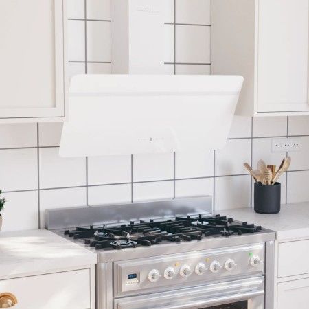 Wand-Dunstabzugshaube aus Stahl und weißem Hartglas, 90 cm von vidaXL, Extraktoren - Ref: Foro24-51674, Preis: 238,30 €, Raba...