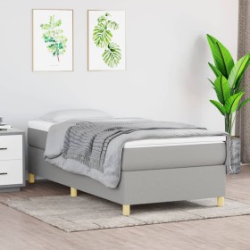 Cama box spring con colchón tela gris claro 90x200 cm