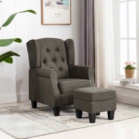 Sillón con taburete reposapiés de tela gris taupe de vidaXL, Sillones - Ref: Foro24-320159, Precio: 281,94 €, Descuento: %