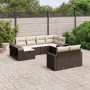Set de sofás de jardín 10 pzas y cojines ratán sintético marrón