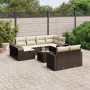 Set de sofás de jardín 11 pzas cojines ratán sintético marrón