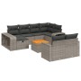Set de sofás de jardín 11 pzas y cojines ratán sintético gris