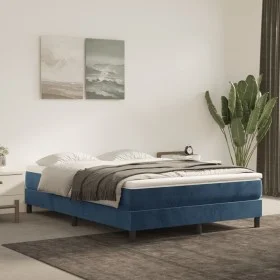 Boxspringbett mit dunkelblauer Samtmatratze 140x200 cm von vidaXL, Betten und Lattenroste - Ref: Foro24-3144337, Preis: 367,1...