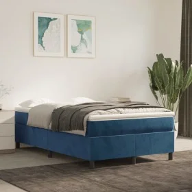 Box spring bed with dark blue velvet mattress 120x200 cm by vidaXL, Beds and slatted bases - Ref: Foro24-3144673, Price: 370,...